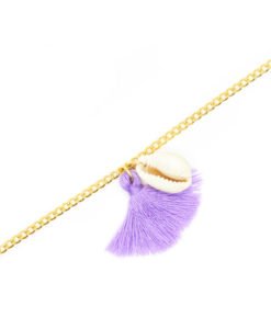 Bracelet tendance pompon violet