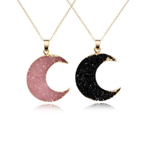 collier lune rose