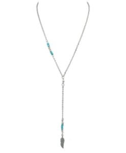 collier plume argent turquoise