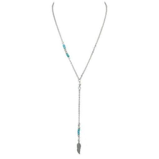 collier plume argent turquoise