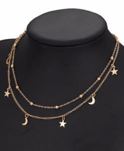 collier multirangs or lune et etoile