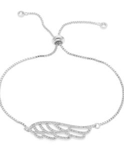 Bracelet mariage Plume cristal argent