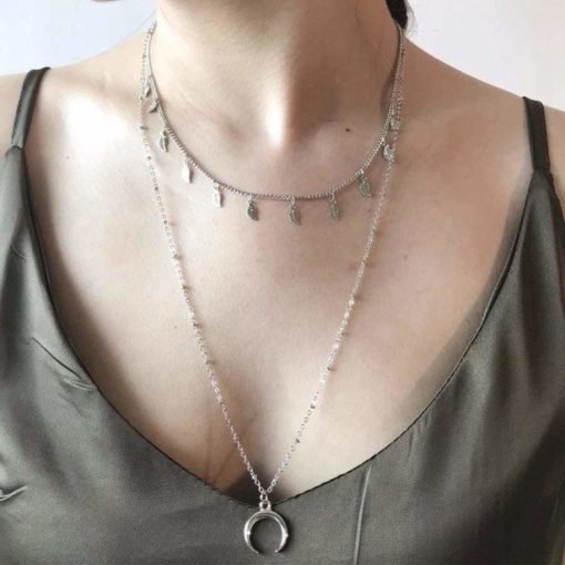 Collier fantaisie argent femme pas cher