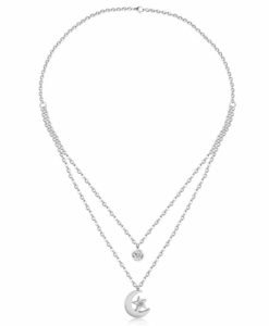 Collier femme lune etoile Swarovski argent