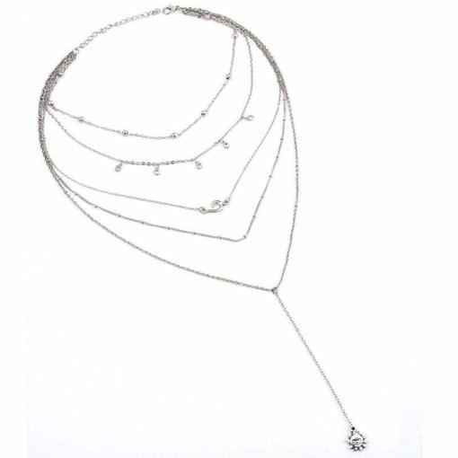 Collier femme multirang argent