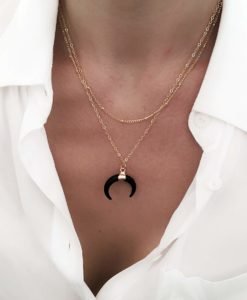 Collier multirang corne noir