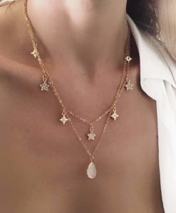 Collier tendance 2019 - etoile pierre strass