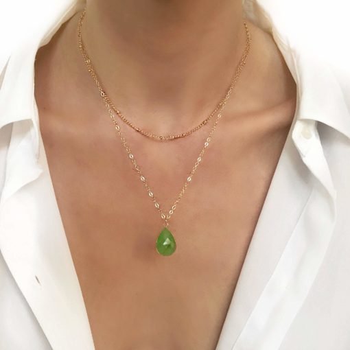 Collier tendance 2019 - pierre verte