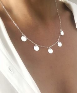 Collier argente medaillons