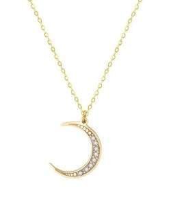 Collier lune zircon dore