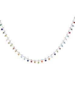 Collier multicolore argent