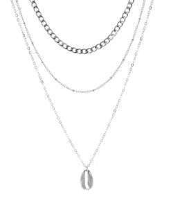 Collier multirangs coquillage argent