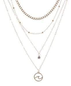 Collier multirangs vague plaque or