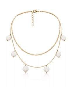 Collier perles blanches fantaisie