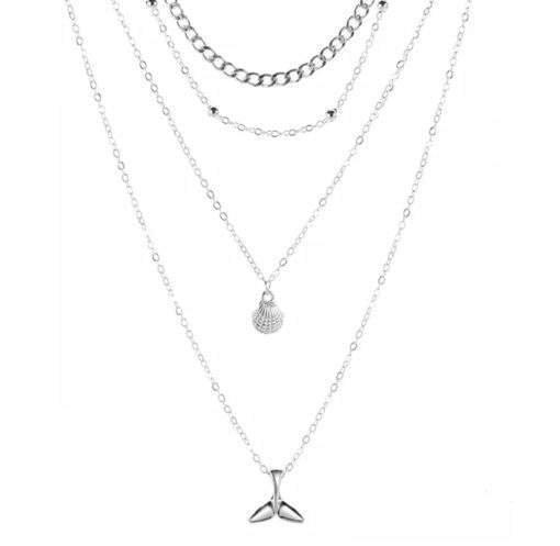 collier multirangs original argent