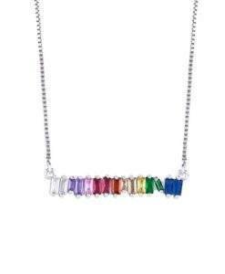 Collier arc en ciel - barre argent