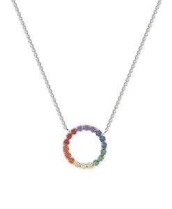 Collier arc en ciel - cercle argent