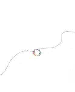 Collier arc en ciel - cercle argent