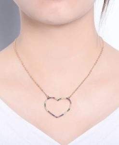 Collier arc en ciel - coeur