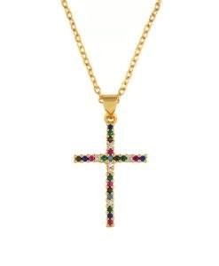 Collier arc en ciel - croix