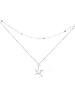 Collier multirangs etoile argent