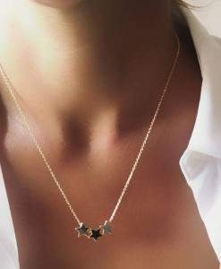 Collier 3 petites etoiles argentees