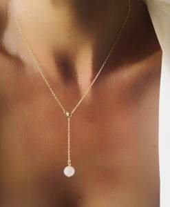 Collier perle fine blanche or