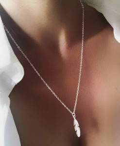 Collier plume argent