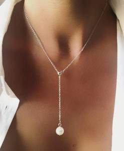 collier perle fine blanche argent