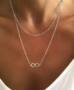 collier double rang acier pendentif infini