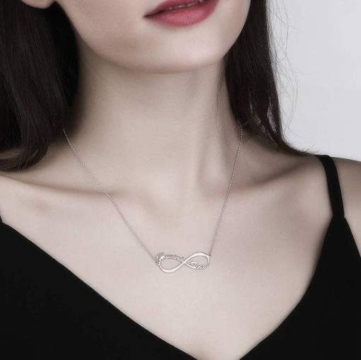 Collier infini avec 2 prenoms argent