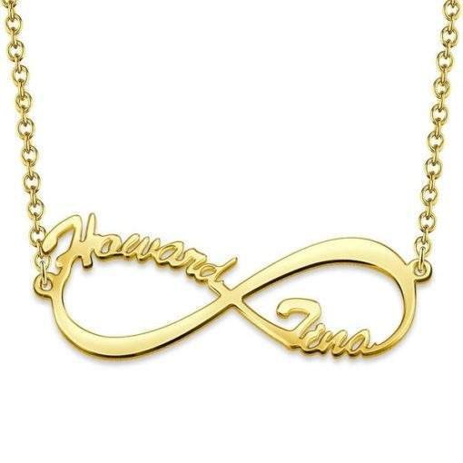 Collier infini avec 2 prenoms plaque or