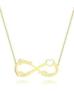 Collier infini avec 3 prenoms or