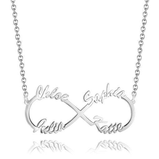 Collier infini avec 4 prenoms argent