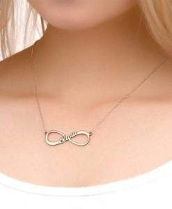 Collier prenom infini or rose