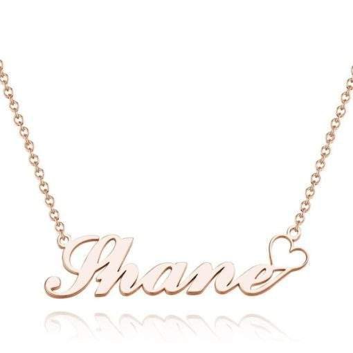 Collier prénom pendentif coeur or rose