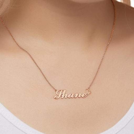 Collier prénom pendentif coeur or rose