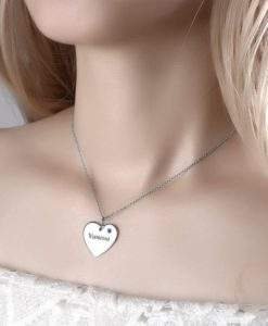 Collier Coeur Prenom grave Argent