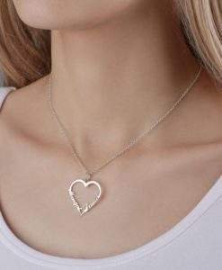 Collier Coeur avec Prenom Argent