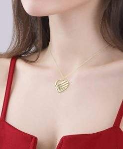 Collier Cœur personnalise 4 prenoms dore