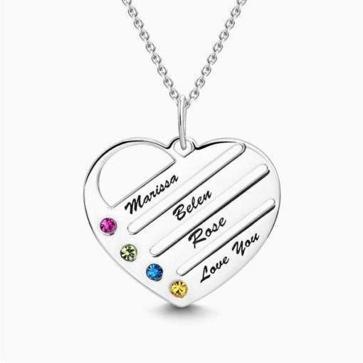 Collier Cœur personnalise 4 prenoms