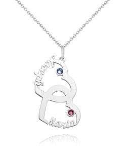  Collier Deux Coeurs Graves argent