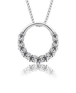 Collier argent femme- pendentif cercle oxyde de zirconium