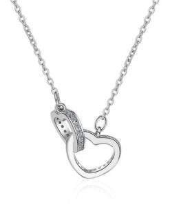 Collier argent femme- pendentif coeur strass