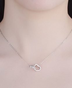 Collier argent femme- pendentif coeur strass