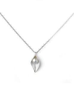 Collier argent femme- pendentif feuille perle