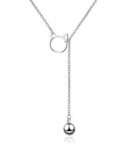 Collier chat femme argent