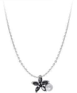Collier fleur et perle argent
