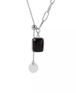 Collier geometrique pendentif noir