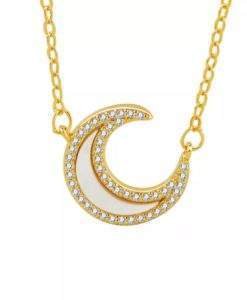 Collier pendentif lune plaque or